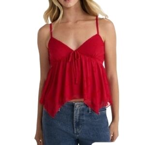 NWT  Red Floral Tie-Front Sleeveless Top XL Valentine’s Day